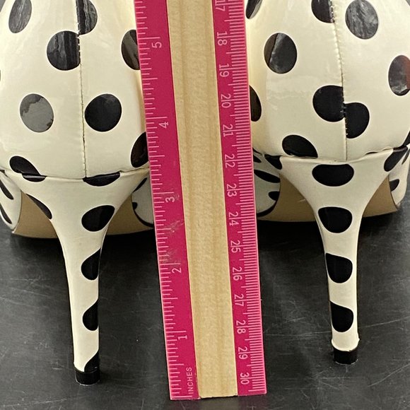 White Polka Dot Chic Pointed Toe Stilettos Heel Pumps Shoes - Picture 9 of 10